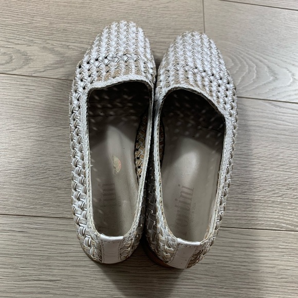 Pertini White Silver Leather Woven Loafer Flats - Picture 2 of 12